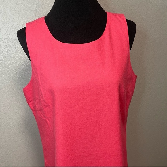 NWT J.Crew Scalloped Linen Blend Shift Dress in Guava Pink Rose Size 12 - Picture 2 of 8